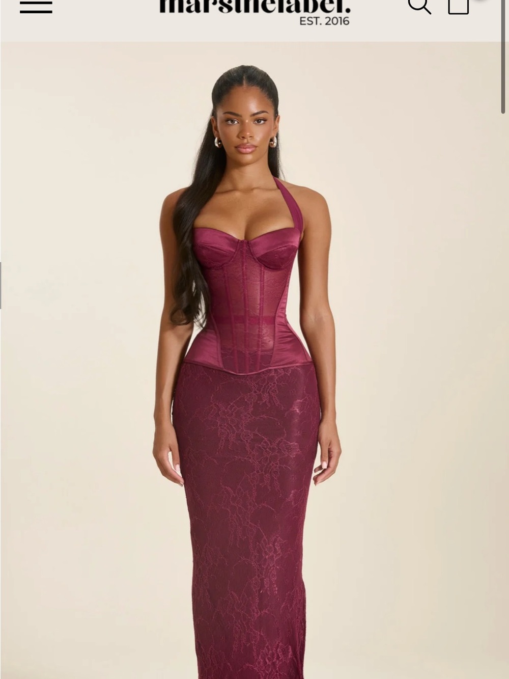 Mars the Label 2 piece corset dress in Burgundy